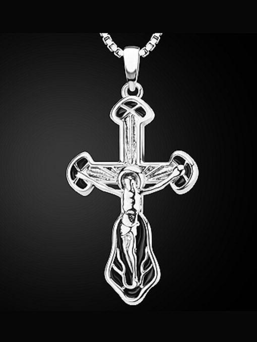 white Retro Cross of Jesus Christ Necklace