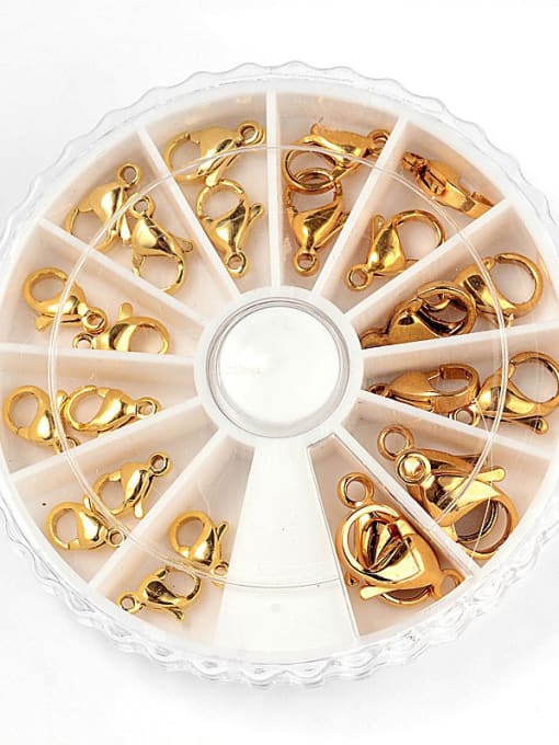 E Stainless Steel-gold-24pcs Multi-color Multi-size Multi-material lobster clasp, split ring Combination set