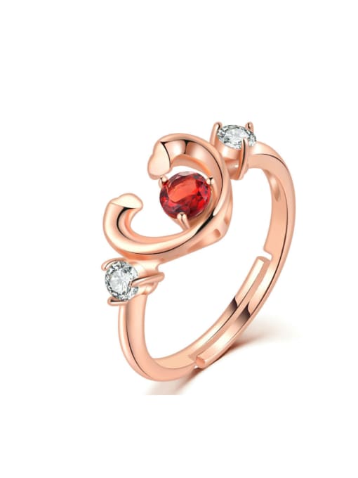 ZK Heart-shape Natural Garnet Opening Ring