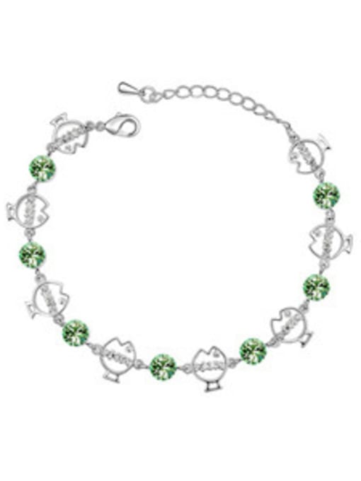 green Simple Cubic austrian Crystals Little Fish Alloy Bracelet