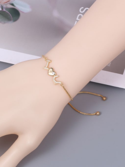 Mo Hai Copper With Cubic Zirconia  Simplistic Monogrammed Adjustable Bracelets 2