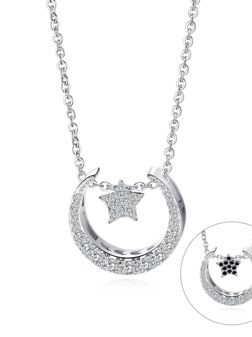 silver Copper With Silver Plated Fashion Moon Necklaces