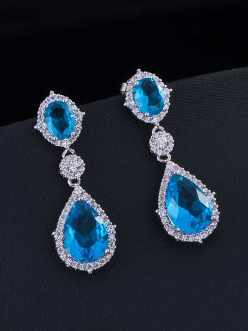 Light Blue Fashion Wedding Drop Chandelier earring