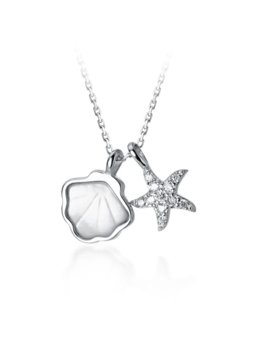 Rosh 925 Sterling Silver With Platinum Plated Simplistic Star Necklaces 3