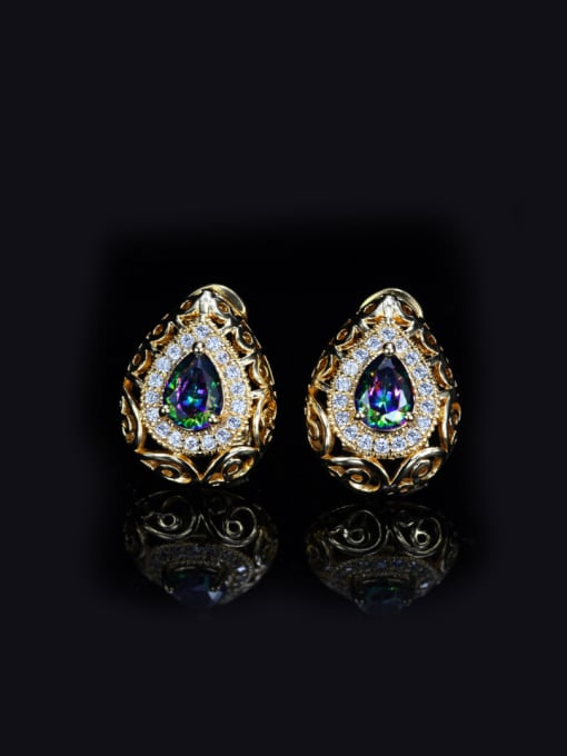 Colorful Blue Gold 2018 Retro Water Drop Stud Cluster earring
