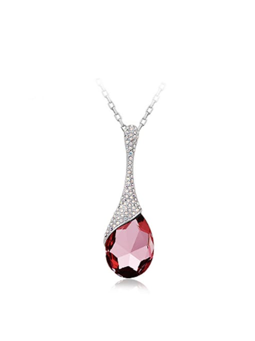 OUXI Fashion Water Drop Austria Crystal Necklace