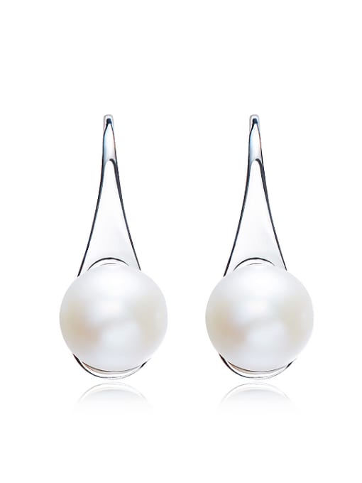 CEIDAI Simple Freshwater Pearl 925 Silver Earrings 0