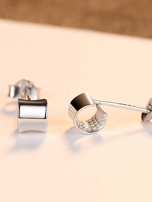 CCUI 925 Sterling Silver With Platinum Plated Simplistic Cylinder Stud Earrings 2
