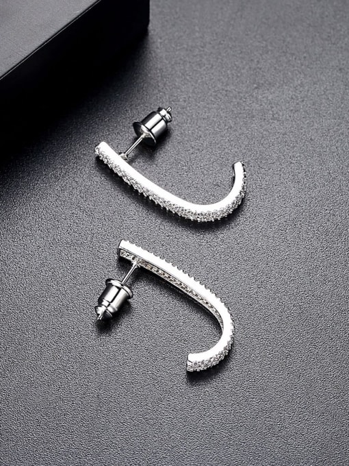 BLING SU Fashion J-shape AAA micro zircons Earrings 0