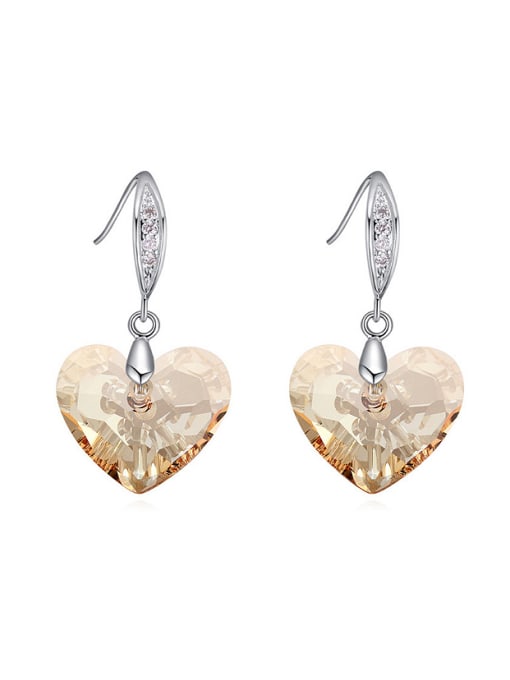 QIANZI Fashion Shiny Heart austrian Crystals Alloy Earrings 2