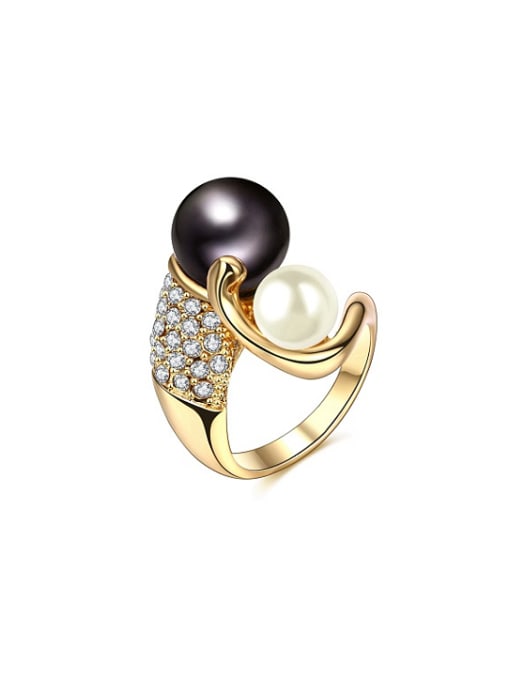 Ronaldo Exquisite Double Color Artificial Pearl Ring 0