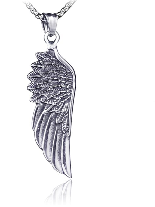One-sided wing (without chain) Stainless Steel With Gun Plated Trendy Angel Necklaces