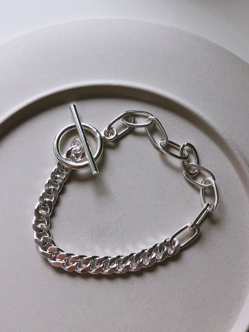 Boomer Cat 925 Sterling Silver With Platinum Plated Simplistic Chain Bracelets 2