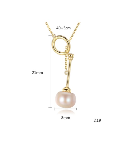 CCUI Pure silver 8-8.5mm natural freshwater pearl gold necklace 3