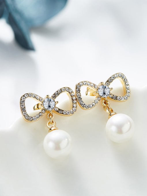 CEIDAI Fashion Bowknot Artificial Pearls Stud Earrings 2