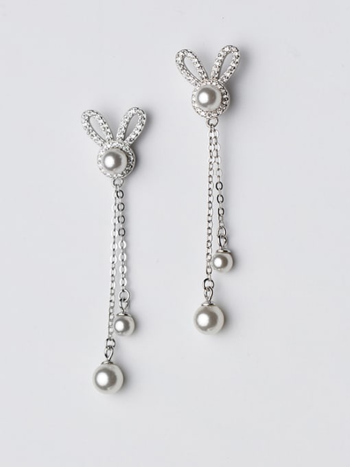 Rosh Lovely Rabbit Shaped Artificial Pearl Drop Earrings 0