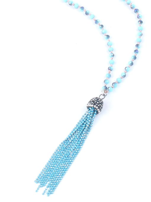 JHBZBVN1761-A Glass Beads Long Sweater Polyamide Tassel Necklace