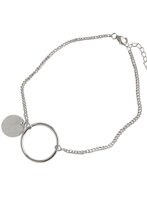 DAKA 925 Sterling Silver With Glossy Simplistic Round Anklets 4