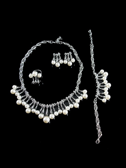 Lan Fu 2018 Artificial Pearl Rhinestones Four Pieces Jewelry Set 1