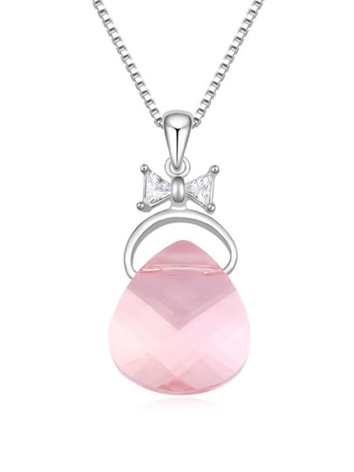 pink Simple Water Drop austrian Crystals Little Bowknot Alloy Necklace