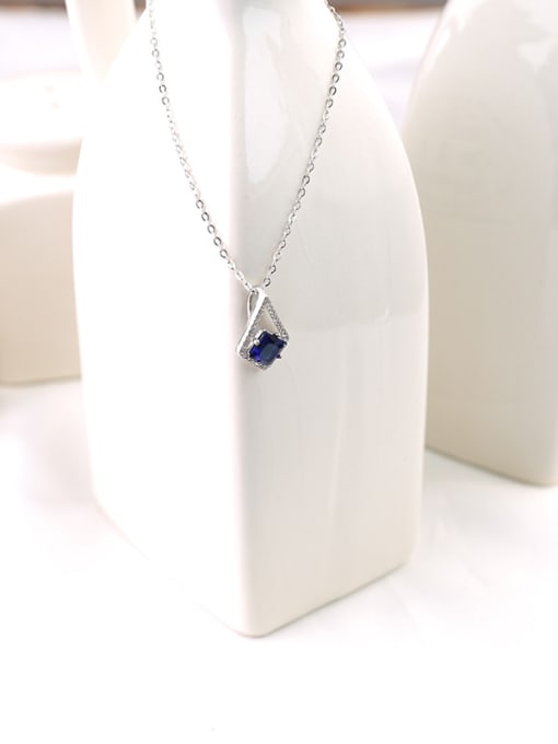 Peng Yuan Fashion Sapphire Geometrical Silver Necklace 1