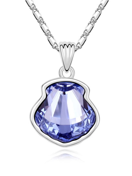 QIANZI Simple Shell-shaped austrian Crystal Pendant Alloy Necklace 2
