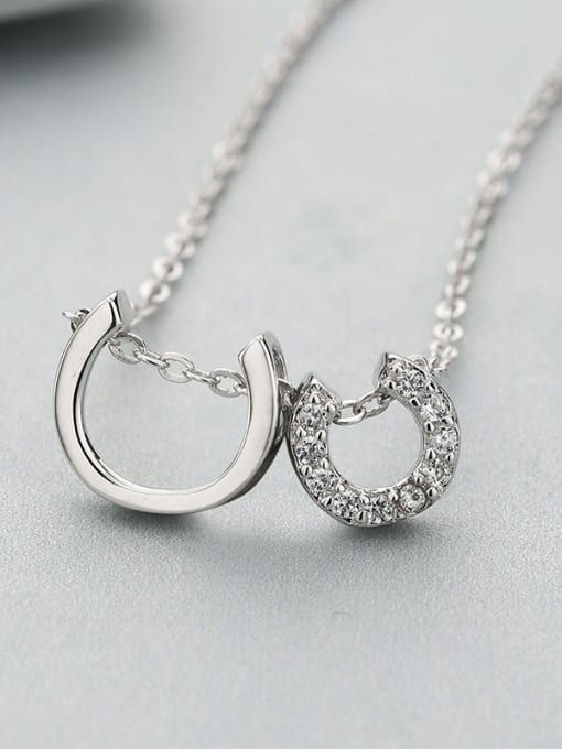 One Silver Double C Shaped Necklace 2