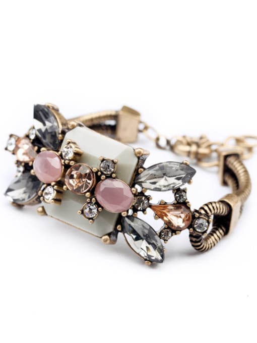 KM Rretro Crystal Flower Alloy Bracelet 0