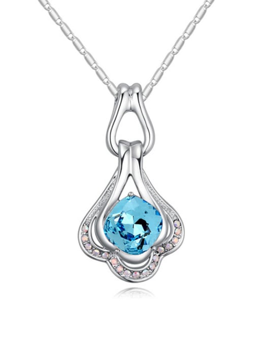 light blue Simple austrian Crystals-covered Flowery Alloy Necklace
