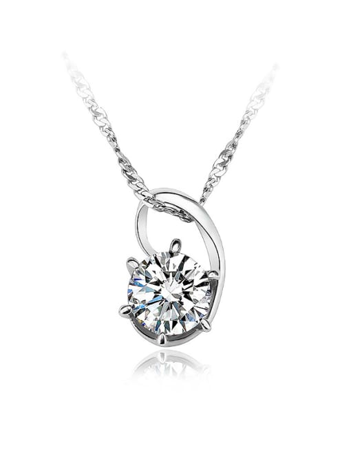 OUXI 18K White Gold 925 Sterling Silver Zircon Necklace 0