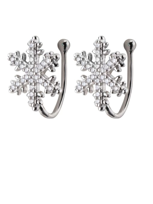 Rosh 925 Sterling Silver With Platinum Plated Simplistic   Snowflake  Clip On Earrings 4