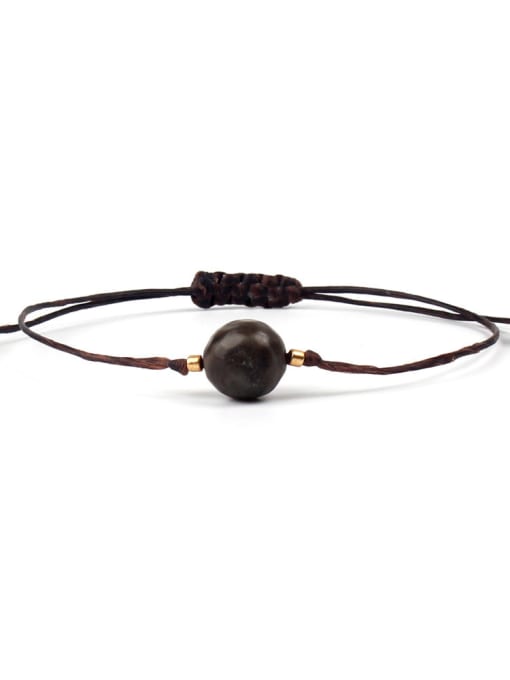 B6005-I Tangent Ash Amazonian Natural Stones Woven Leather Rope Bracelet