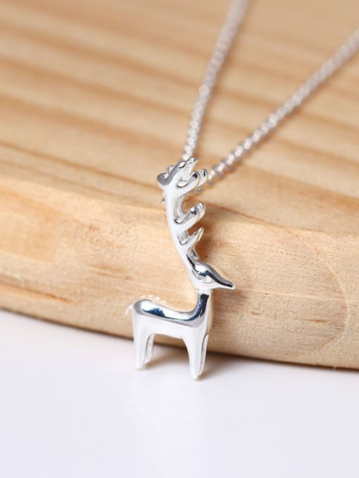 SILVER MI Lovely Deer Pendant Clavicle Necklace 1