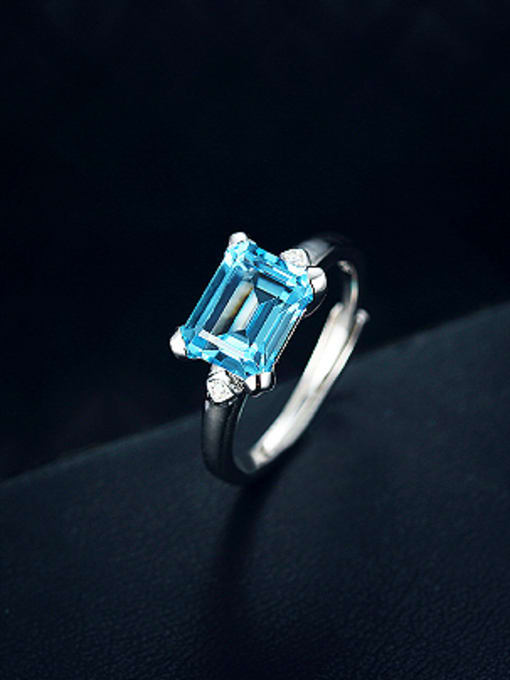 Deli Simple Rectangular Sapphire Gemstone Engagement Ring 0