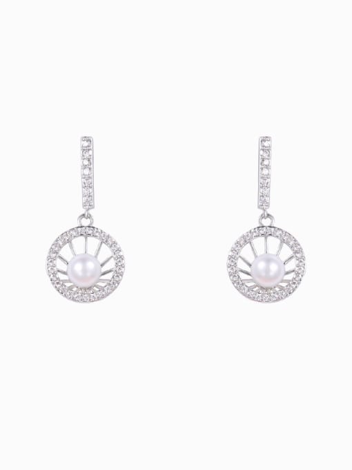 Mo Hai Copper With Platinum Plated Simplistic Round Drop Earrings 0