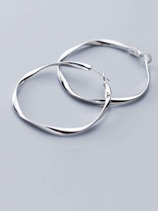 Rosh 925 Sterling Silver  Fashion Wave Round Hoop Earrings 2
