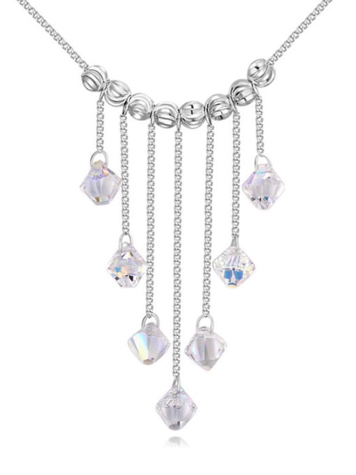 White Fashion Little austrian Crystals Tassels Pendant Alloy Necklace