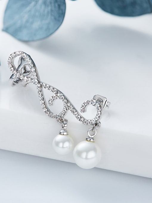 CEIDAI Fashion Personalized Artificial Pearls Rhinestones Stud Earring 2