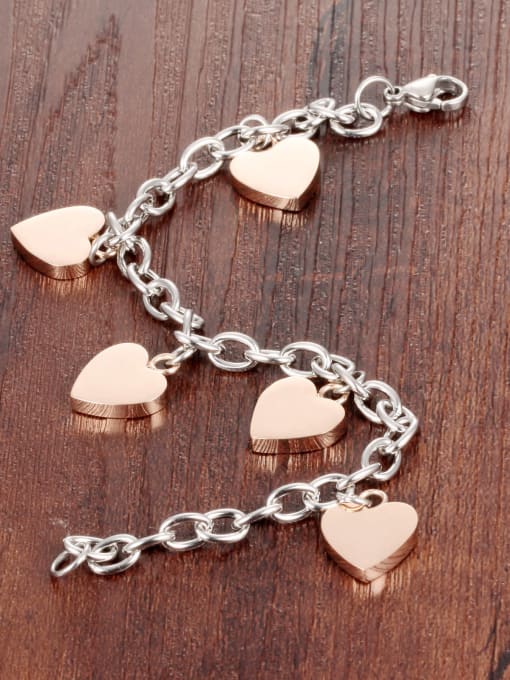 Open Sky Simple Smooth Rose Gold Plated Heart Titanium Bracelet 2