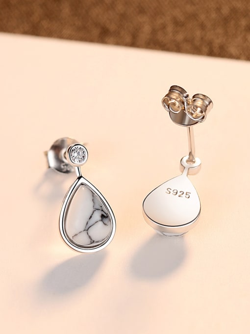 CCUI 925 Sterling Silver With Platinum Plated Simplistic Water Drop Drop Earrings 3