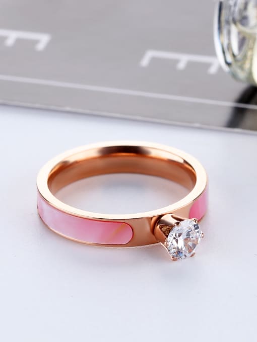 Open Sky Fashion Rose Gold Plated Cubic Zircon Titanium Ring 2