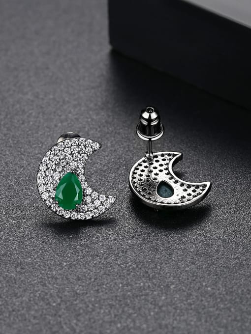 BLING SU Copper inlay AAA zircon Fashion Idea Moon Shape Earrings 2