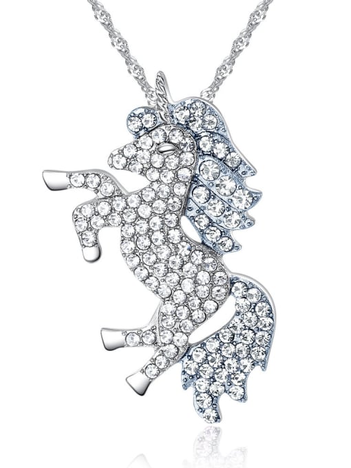 White Personalized Shiny Zirconias Unicorn Alloy Necklace