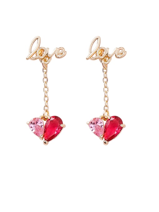 Girlhood Alloy With Gold Plated Simplistic Heart Drop Earrings