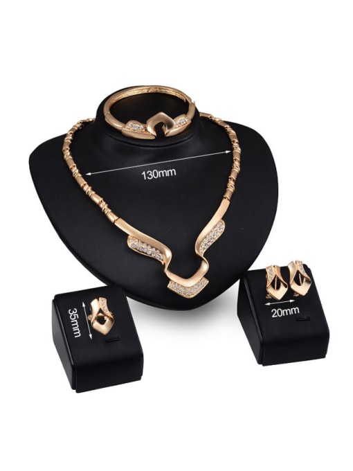 BESTIE 2018 2018 2018 2018 Alloy Imitation-gold Plated Fashion Rhinestones Four Pieces Jewelry Set 2