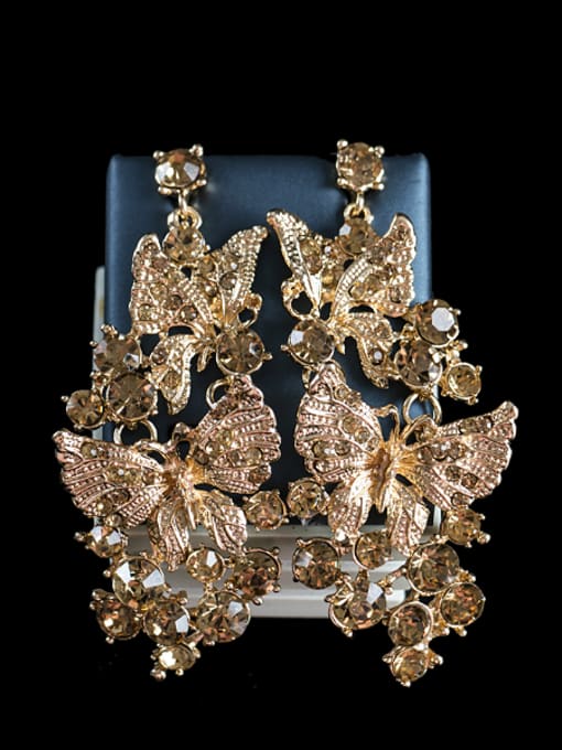 Lan Fu Butterflies Cubic Glass Rhinestones Two Pieces Jewelry Set 2
