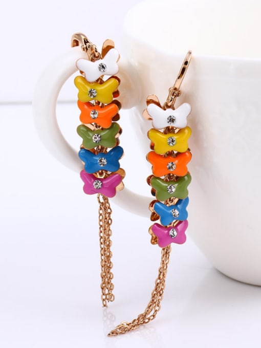 XP Fashion Colorful Butterflies Tassels Drop Earrings 2