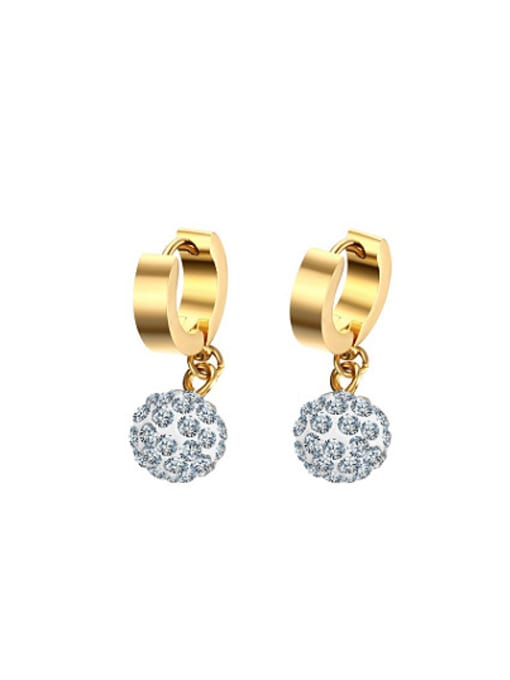 golden Fashion Gold Plated Ball Shaped Rhinestone Drop Earrings