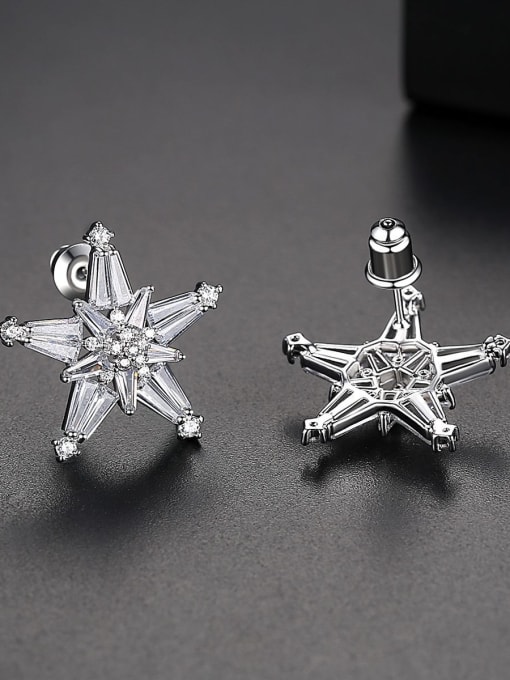 BLING SU Copper With Platinum Plated Simplistic Star Stud Earrings 2