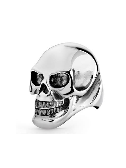 RANSSI 2018 Retro Skull Titanium Statement Ring 0